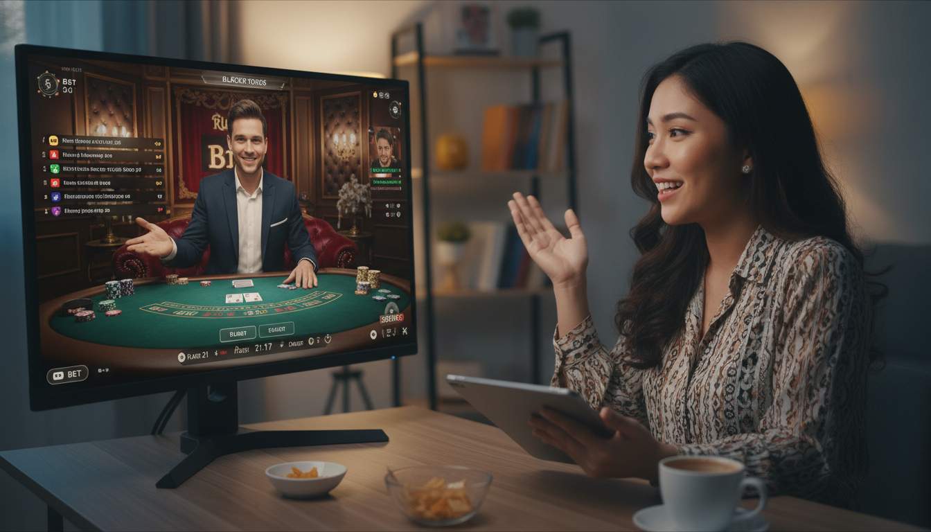 Live Casino Fun at SuperWin888 Filipino woman enjoying live casino games